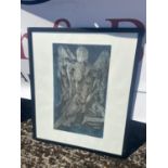 A Vintage engraving Print depicting angle figure, signed L. Rodie [53x45cm]