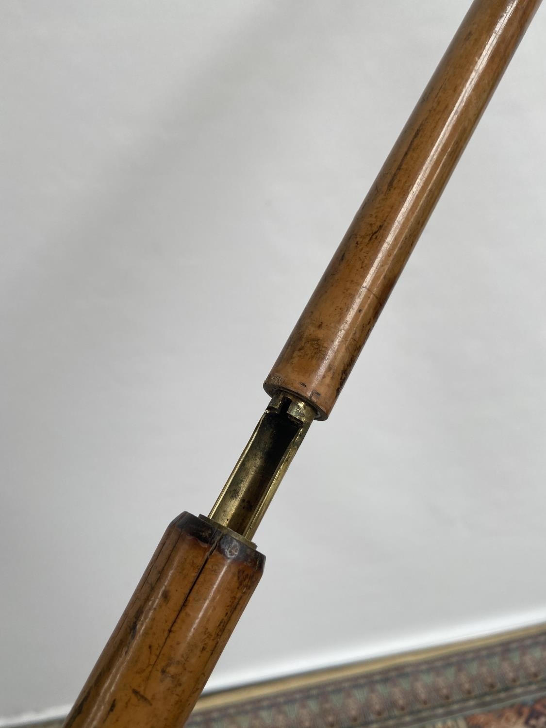 An antique walking cane pistol, designed with a bone handle and bamboo shaft [length, 90cm] - Image 3 of 5