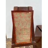 A 19TH CENTURY SAMPLER FRAMED. DATED 1869. [49X26CM]