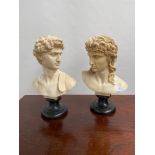 A Lot of two vintage alabaster bust sculptures titled 'David & Eros' by G Ruggeri [31cm in height]