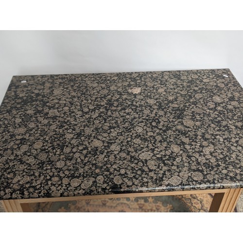 A contemporary table with single under drawer to each end and finished with a heavy granite top - Image 3 of 4