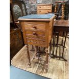 An Antique marble top pedestal cabinet. Has a marble interior shelf. [88cm in height]