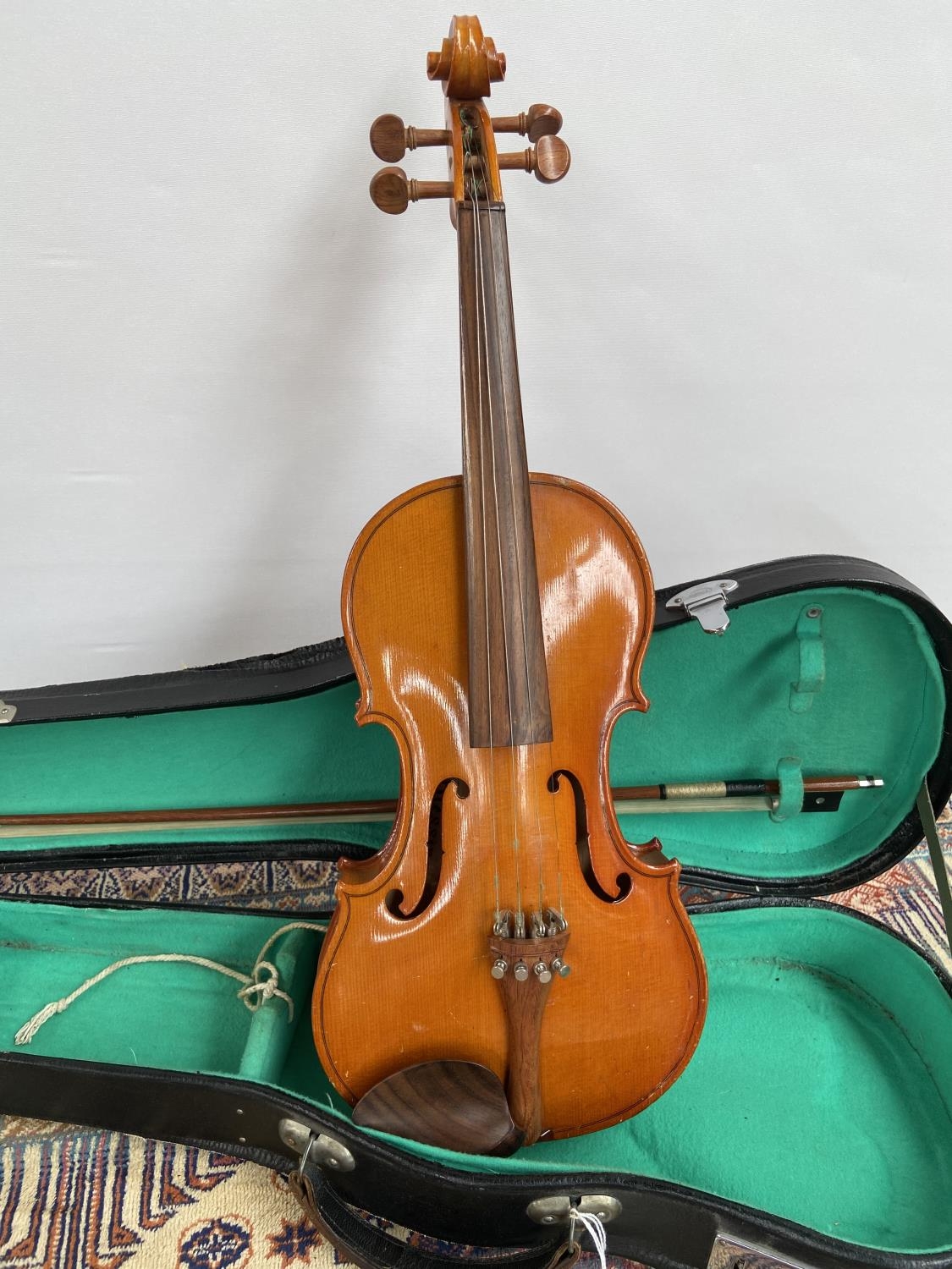 A half size violin, with two bows and travel case - Image 3 of 4