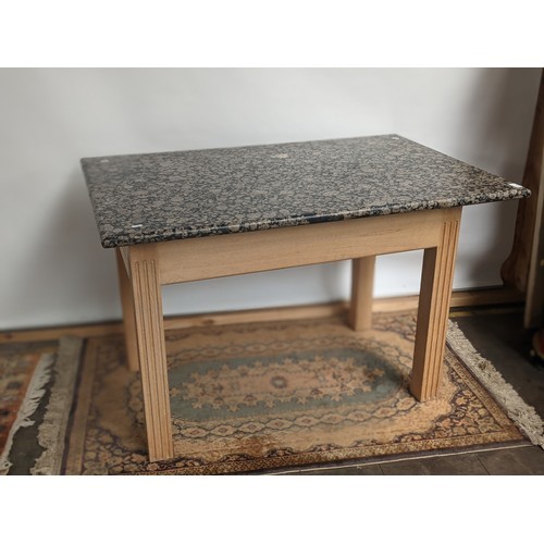 A contemporary table with single under drawer to each end and finished with a heavy granite top - Image 4 of 4