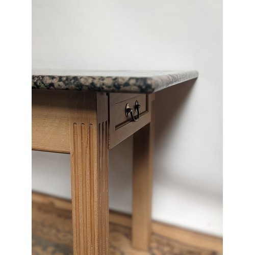 A contemporary table with single under drawer to each end and finished with a heavy granite top - Image 2 of 4
