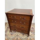 Regency chest of four drawers, flanked with column detail [height, 73cm, width, 65cm, depth, 47cm]