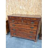 A Scottish Georgian chest of drawers flanked by bobble sides, upon 4 disc feet [height, 1m, width,