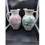 Two Antique porcelain water jugs produced by D. M. & Sons. 'Clarence & Lomond patterns'