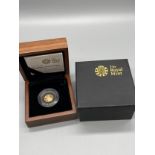 The Royal Mint 2009 Quarter Sovereign gold proof coin. with box and certificate