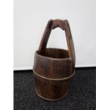 A 18th century wood and metal bound water/ milk bucket. [58cm in height]