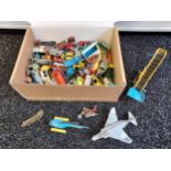 A Box containing a collection of playworn dinky and matchbox models