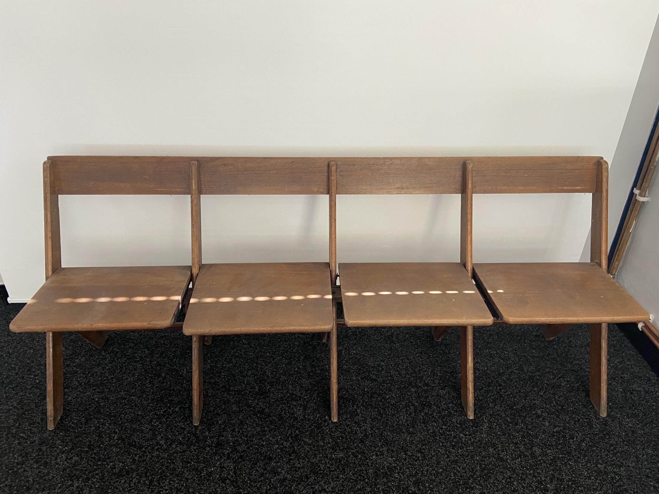 James D. Bennet Ltd. Glasgow, A four folding chair bench. [76x186x46cm] - Image 2 of 7