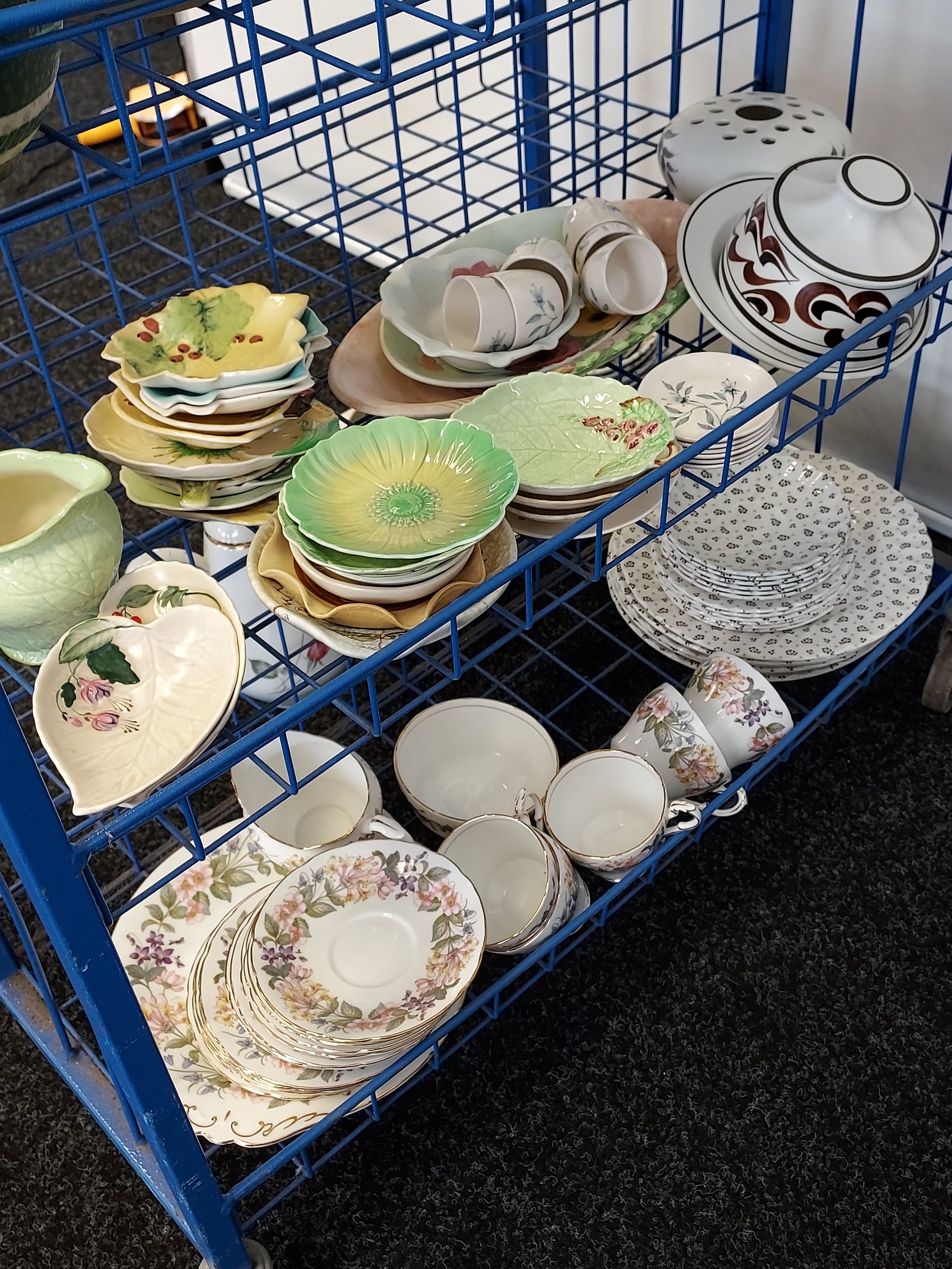 A Trolley containing a collection of porcelain wares to include Bretby art deco vase, Austrian - Image 3 of 6