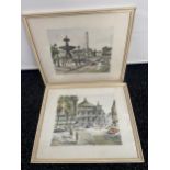 Two French watercolours by G Lelong. [frame measures 36x43cm]