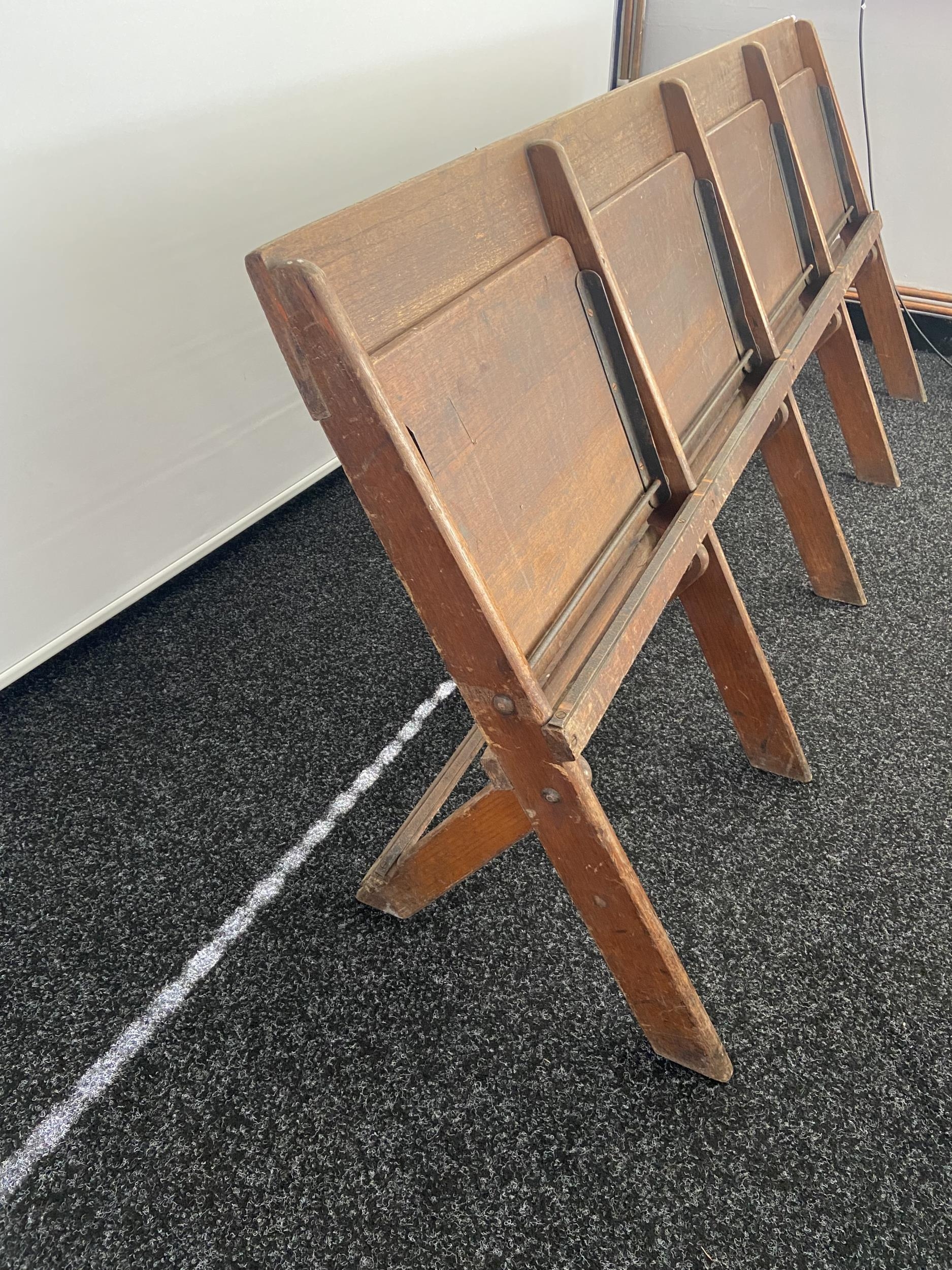 James D. Bennet Ltd. Glasgow, A four folding chair bench. [76x186x46cm] - Image 7 of 7