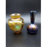 A Lot of two John Ditchfield glasform art glass iridescent vases. Engraved to the base. [Tallest
