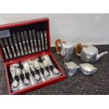 Arthur Price cutlery set complete together with a Picquot ware tea/ coffee service.