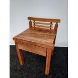 A Vintage teak Bespoke hand made chair with pull out single drawer.