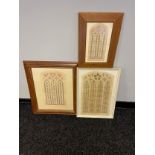 A lot of three antique architectural stain glass draft drawings.