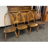 4 elm wood spindle back dinning chairs