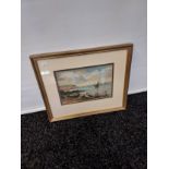 An antique original watercolour depicting coastal scene. [Unsigned] [Frame measures 33x39cm]