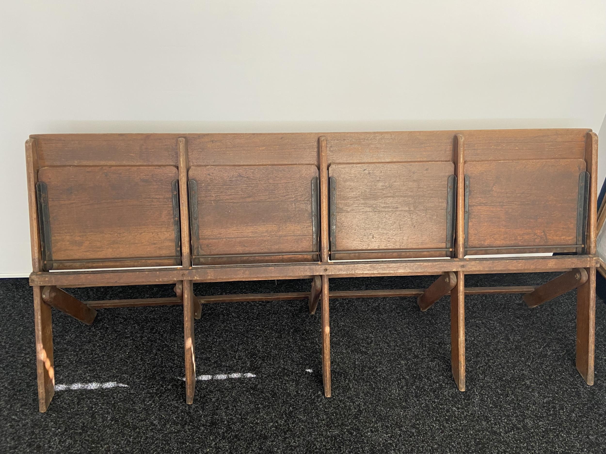 James D. Bennet Ltd. Glasgow, A four folding chair bench. [76x186x46cm] - Image 5 of 7