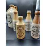 A Selection of various stoneware advertising bottles and flagon. Includes Ladybank & Leeds Bottles.