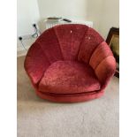 An Art Deco single chair upholstered in a red material