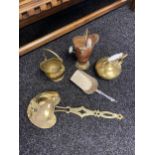 A collection of antique and vintage brass/copperware together to include a Glasgow School of Art