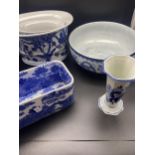 A Collection of antique blue and white porcelain wares to include a Lyondis marked bowl, Maling
