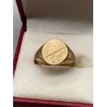 A Gents 9ct gold Signet ring. Ring size U. [2.56GRAMS]
