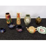 A Collection of porcelain items to include Royal Stanley vases, jugs, bowls and Wardle vase.