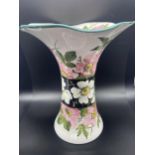 A Large Rare Wemyss ware flower design vase. Designed with pink and white flowers with a black