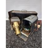 Antique Magic lantern with metal carry case.