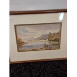 An original watercolour depicting Loch and Mountain scene. [Unsigned] [Frame measures 32x39cm]