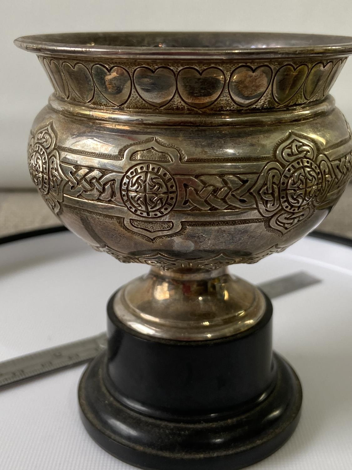 A Birmingham silver Celtic design cup with stand [Adie Brothers Ltd] [1962] [cup, 7.8 x 9 x 9cm] [ - Image 7 of 10