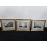 A lot of three framed & mounted coloured engravings, 'The Battle of Trafalgar', 'Whalers' & 'The