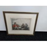 An Antique coloured engraving 'Money Lenders' [W. Humphrey] [55.5x46cm]