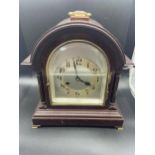 Antique darkwood mantle clock. Junghans timepiece Movement. [30cm in height] [In a working