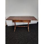 Antique mahogany two drawer drop end sofa table. [76x97x61cm] [Comes with two keys]