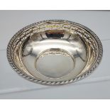 A Sheffield silver pierced dish. [3.2cm in height & 10.2cm in diameter]