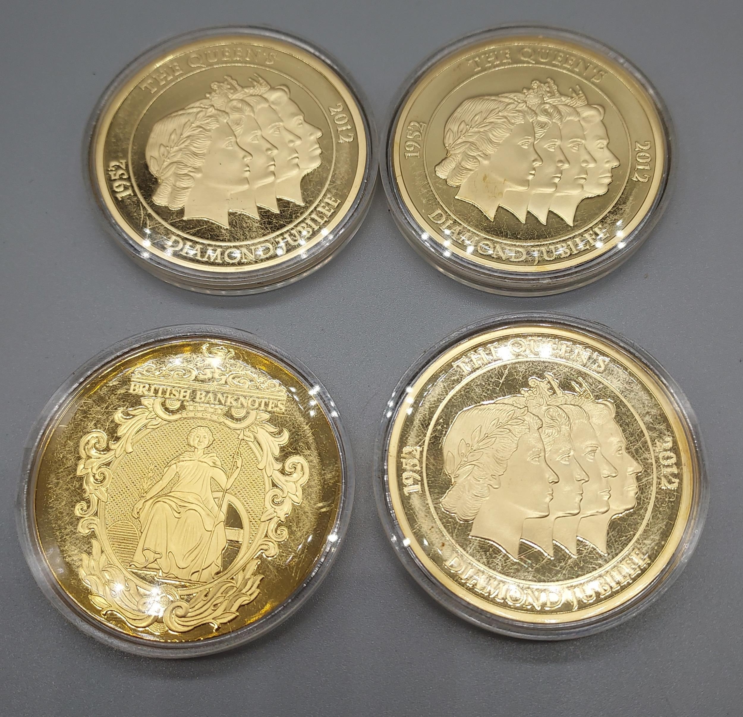 A Lot of four gilt plated coins with protective cases. - Bild 2 aus 2