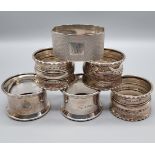 A Lot of 6 various Birmingham silver napkin rings. [Total weight 100.12Grams]