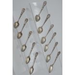 A Lot of 11 Birmingham silver star sign design tea spoons. Produced by Levi & Salaman, dated