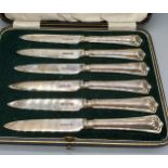 A Box of 6 Sheffield silver knives. Produced by Atkin Brothers