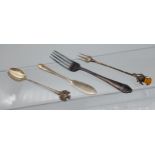 Birmingham silver pickle fork designed with a thistle finial, Birmingham silver christening fork,