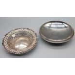 A Birmingham silver pierced pin dish, Together with a Keswick school of art pin dish. [10cm in