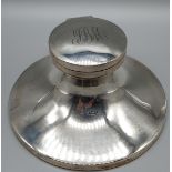 A Birmingham silver ink well pot. Engraved with initials JBM to the lid. Produced by George Nathan &