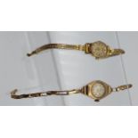 A Vintage ladies 9ct gold case and strap Bentima Star cocktail watch together with a Rotary Quartz