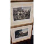 A Lot of two early 19th century coloured engravings. Titled 'The view of The Market Cross,